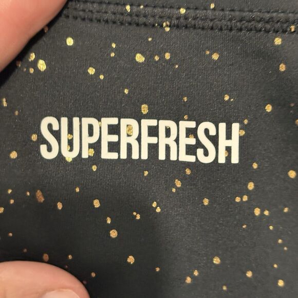 Super Fresh Women’s Leggings Black Gold Pink Lightening Bolt Small Workout Gym - Picture 10 of 12